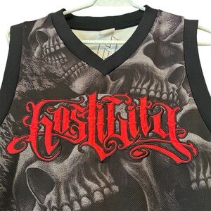 Vintage Hostility Shirt Men Large Black Red Y2K Goth Stripe Grunge‎ Jersey READ